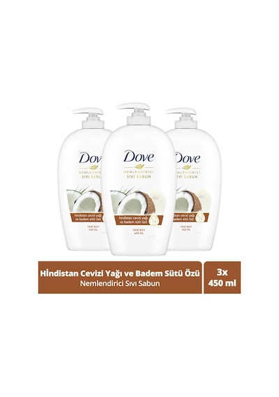 Dove Hindistan Cevizi Yağı ve Badem Sütü Özü Sıvı Sabun 3 x 450 ML