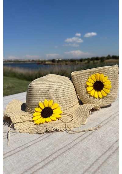 Mollycrush Yazlık Kız Çocuk Hediye Hasır Şapka Çanta Set Ayçiçeği Model Güneş Koruyucu Bej Plaj Kombini Bej3 Mollycrush Yazlık Kız Çocuk Hediye Hasır Şapka Çanta Set Ayçiçeği Model Güneş Koruyucu Bej Plaj Kombini Bej3