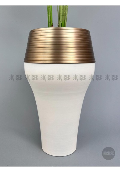 Biçiçek Yapay Di̇fenbahya Ağacı 200 Cm Krem Gold Cleopatra Saksıda