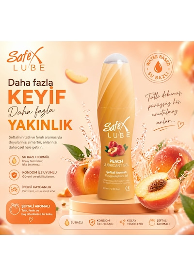 Safex Lube Şeftali Aromalı Kayganlaştırıcı Jel 85 ML