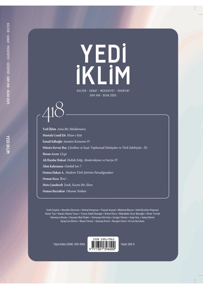 Yedi İklim Dergi 418.sayı Ocak 2025