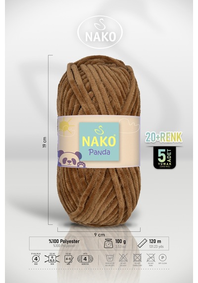 Panda - Kızıl Kahve 14220 - 5'li Paket - 100gr/120m - Kadife El Örgü İpi - Amigurumi Punch İpi