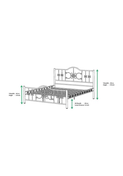 Argimo Pero Çift Kişilik Ferforje Metal Karyola 150 x 200 Siyah