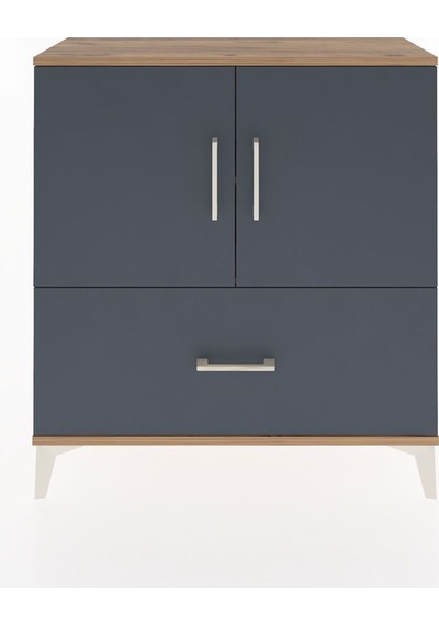 Arges Şifonyer 2 Raflı Tek Çekmeceli 2 Kapaklı 88x30x96 Çam-antrasit Atlas Çam