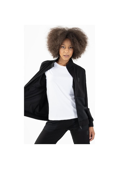Maraton Sportswear Comfort Kadın Dik Yaka Düşük Kol Basic Siyah-siyah Tracktop 22178-siyah-siyah Siyah - Siyah