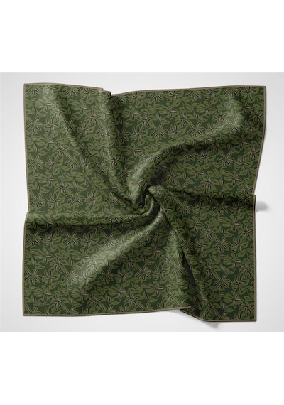 Silk Home Pamuk Polyester Soft Eşarp Yeşil Flora Desenli Kaymaz Dokulu 90x90 Çok Renkli