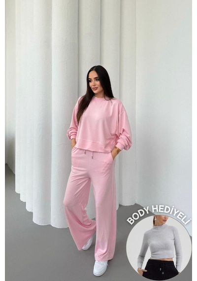Mezka Rahat Esnek Modal Alt-üst Takım Pembe
