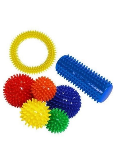 Dikenli Top El Egzersiz Topu-masaj Topu Ayak Rulosu Çember 7 Li Set