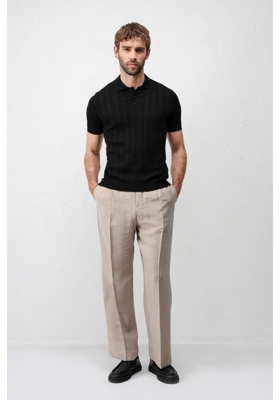 Antioch Dokulu Triko Erkek Polo T-shirt Siyah