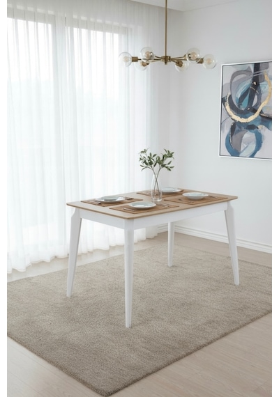 Dfy102 Mdf Yemek Masası Modern Mutfak Masası 4-6 Kişilik Dekoratif Salon, Yemek Odası, Mutfak Masası Koyu Ceviz-beyaz