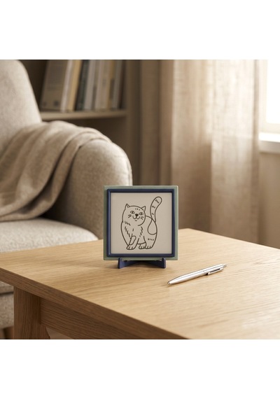 Çağdaş Tasarım Kedi Motifli Dekoratif Parça, Çalışma Masanız İçin Anlam Dolu Özel Hediye 10x10 Cm
