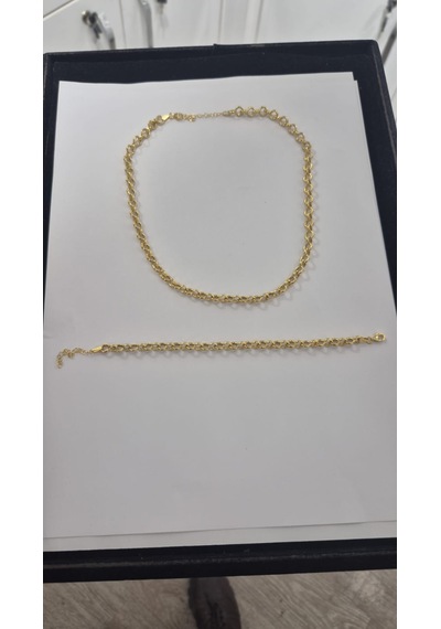 925 Ayar Papatya Silver 6 Mm Doç Zincir Kolye Bileklik Set.rose.gold.rodaj Gümüş