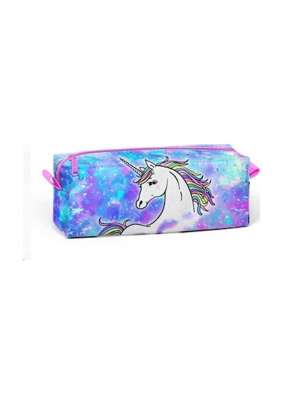Coral High Derin Mavi Açık Pembe UnicornDesenli Kalem Çantası 22379