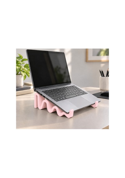Violet Dalgalı Görünümlü Laptop Standı - Pastel Pembe
