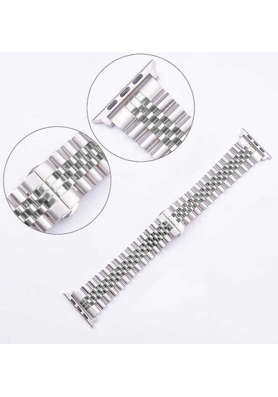 Watch 42mm Uyumlu Krd-36 Metal Prl Kordon Gümüş-siyah