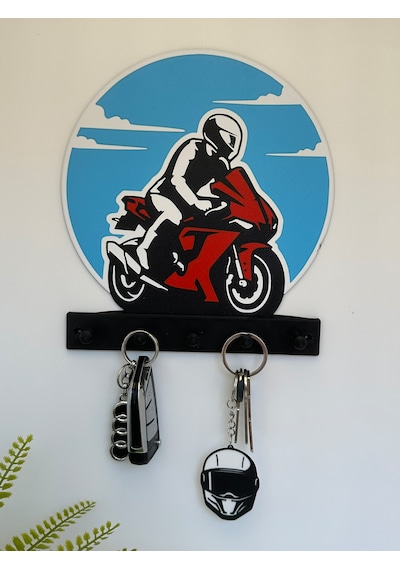 3d Dekoratif Motorcu Anahtar Askılığı V7 Sarı