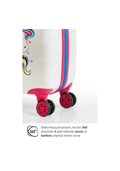 G&d Polo Suitcase Gedox Kids Pembe Beyaz Unicorn Desenli Kız Çocuk Valizi 152