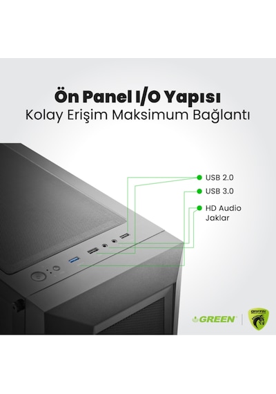 Green GRIFFIN G1 R5-5600X 16 GB 512 GB SSD RTX5060 Free Dos Oem Paket Masaüstü Oyuncu Bilgisayarı