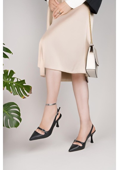 Nesilshoes Nesil Shoes Özma 447 Siyah Topuklu Kadın Sandalet