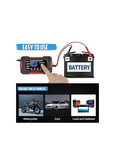 Rj Tianye 12v 6a Araba Motosiklet Kurşun Asit Akü Şarj Cihazı Auto Islak Kuru Jel Onarım Led Ekran