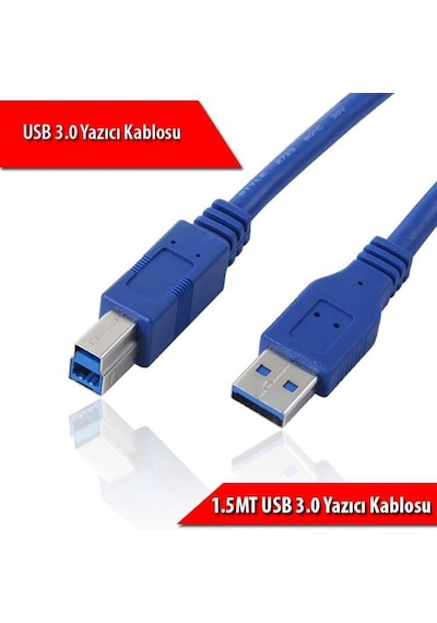 Usb 3.0 Data Kablosu - Usb 3.0 Yazıcı Kablosu 1.5 Metre
