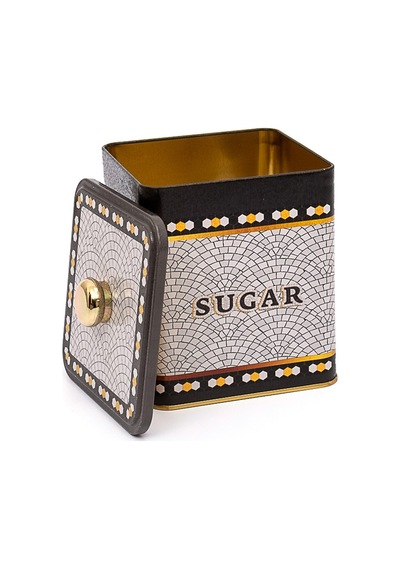 Mosaic Sugar Desenli Kare Metal Saklama Kabı 12 x 12 x 13.7 CM 1.8 L Çok Renkli
