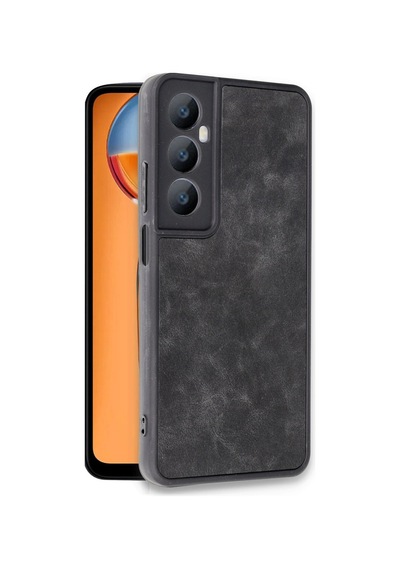 Realme C65 Kılıf Aras Deri Kapak - Siyah -