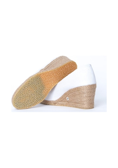 Star Tombis Gerçek Elişi Beyaz Keten Espadril Dolgu Topuk Handmade Beyaz