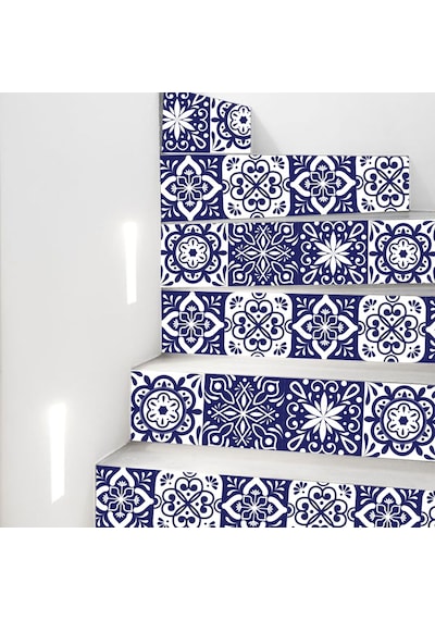 Merdiven Sticker Folyo Kaplama 5 Adet (18Cm X 120Cm) Lacivert