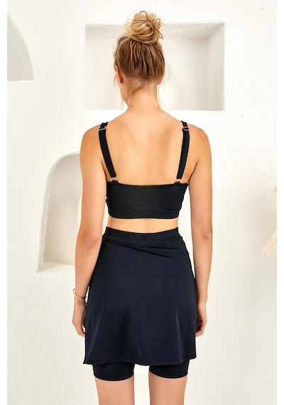 Lapieno Şort Etekli Bikini Takım 4264 Siyah