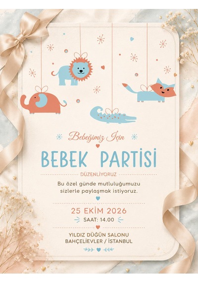 1000 Adet Ekonomik Baby Shower Davetiyesi Ve Zarf 020-027