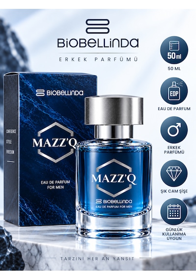 Mazz Q Blue Erkek Parfüm Eau De Parfum Çekici Koku 50 Ml Aromatik