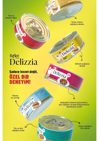 Reflex Plus Delizzia / Sos İçinde Parça Etli Karışık Yetişkin Kedi Maması 85g X 12 Adet