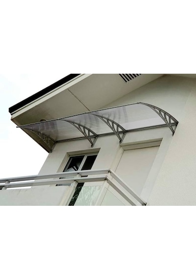 Plastik Ayak 6mm Levhalı Pratik Sundurma Kanopi 100x150 Cm Gri
