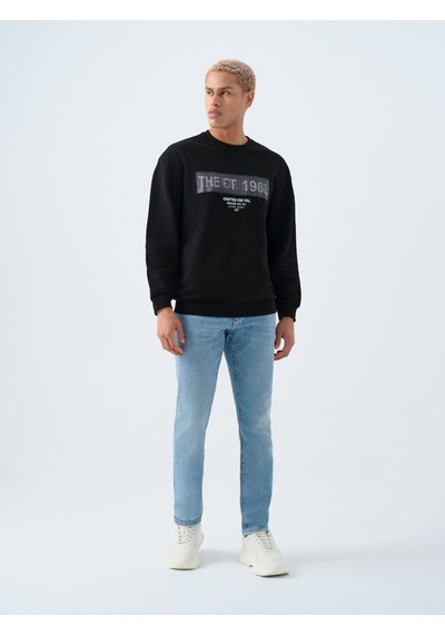Relax Fit Erkek Sweatshirt Siyah