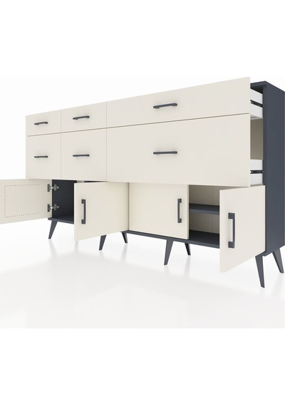 Arges Konsol Tek Raflı 6 Çekmeceli 4 Kapaklı 176x30x99 Antrasit-aytaşı Aytası - Antrasıt Arges Konsol Tek Raflı 6 Çekmeceli 4 Kapaklı 176x30x99 Antrasit-aytaşı Aytası - Antrasıt