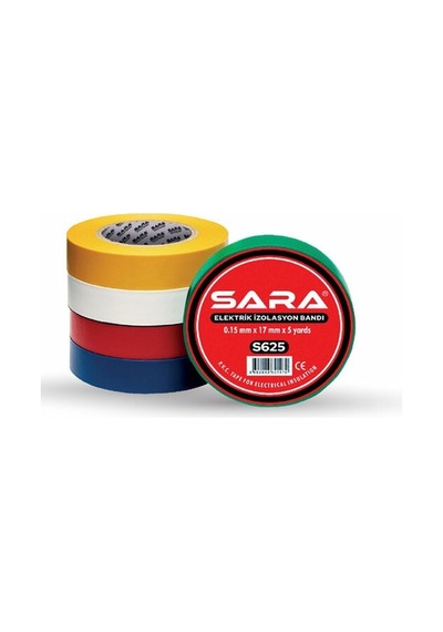Sara S625 Elektrik Izolasyon Bandı 0,15 Mm X 19 Mm X 10 Yards, Pvc, 10 Lu Paket