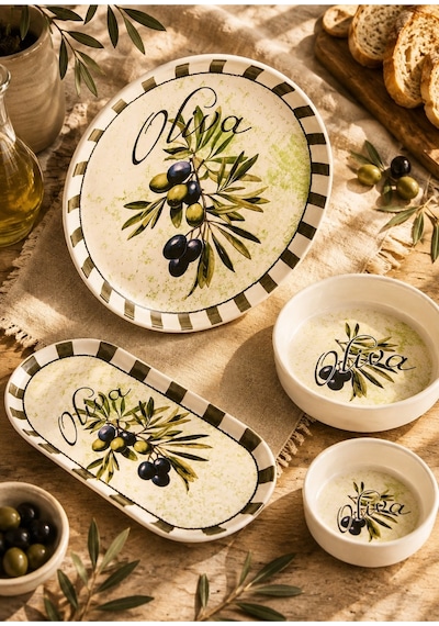 Perotti Olives 14 Parça Seramik 6 Kişilik Kahvaltı Takımı Çok Renkli