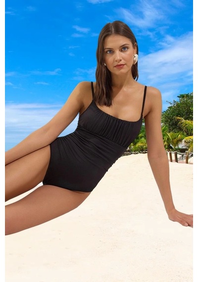 Ersefa Yüzme Kıyafeti Tasarım Mayo Şık Detaylı Ergonomik Kesim Swimsuit Siyah