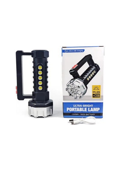 Rc3030 Şarjlı Led El Feneri 17 Xpg + Cob, 200 Metre Menzil, Usb Şarjlı, 5 Modlu, Pil Göstergeli