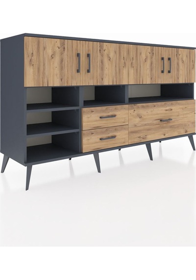 Hyperion Konsol 8 Raflı 3 Çekmeceli 4 Kapaklı 176x44x99 Antrasit- Antrasit-çam Hyperion Konsol 8 Raflı 3 Çekmeceli 4 Kapaklı 176x44x99 Antrasit- Antrasit-çam