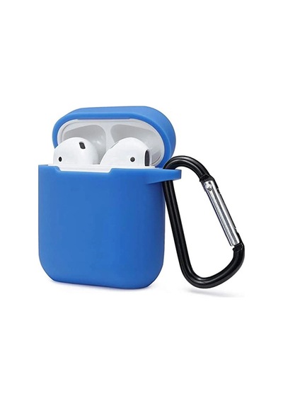 Apple Airpods Uyumlu 2 2.nesil Sert Silikon Kılıf - Mavi Düz Renkli
