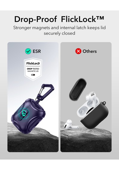 Apple AirPods Uyumlu Pro 3 2025 Cyber Flicklock Manyetik Kılıf Mor