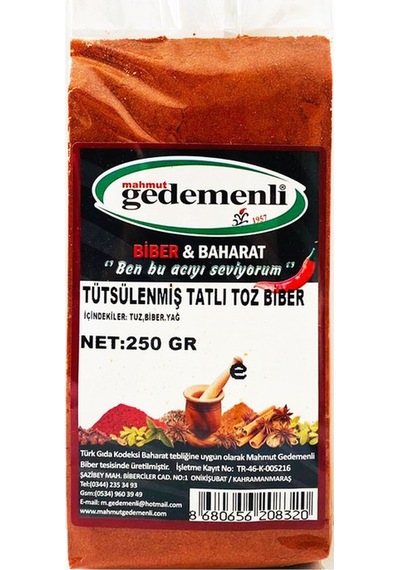 Gedemenli Tütsülenmiş Tatlı Toz Biber 250 G