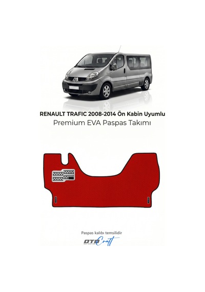 Otocraft Renault Trafic 2008-2014 Uyumlu Kırmızı 3d Havuzlu Eva Ön Kabin Paspası Tek Parça Araca Özel