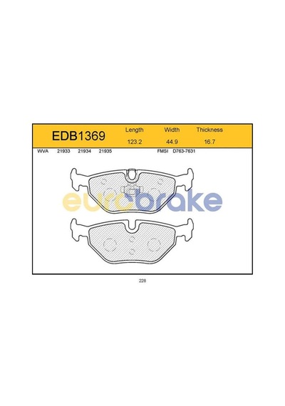 EUROBRAKE EDB1369 Arka Balata Bmw E46 320İ-323İ-328İ Gdb1344-Fdb1301-Lp1423