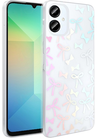 More Tr Samsung Uyumlu Galaxy A06 Kılıf Şeffaf Figürlü Zore Folk Sert Kapak - Fiyonk Beyaz