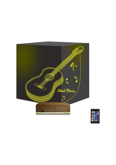 Luvivia Klasik Gitar Müzik Nota Kişiye Özel 3d Lamba - Masa Gece Lambası V2 Şeffaf