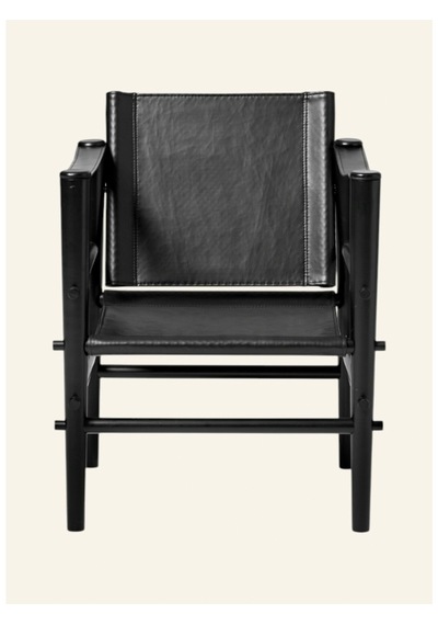 Cinas Noble Safari Lounge Koltuk Bambus Gövde Deri Oturum Skandinav Tarz 61x59x79 Cm Sandalye Siyah