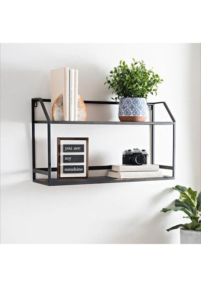 Metal Duvar Rafı Dekoratif Terek Wd-220 Siyah